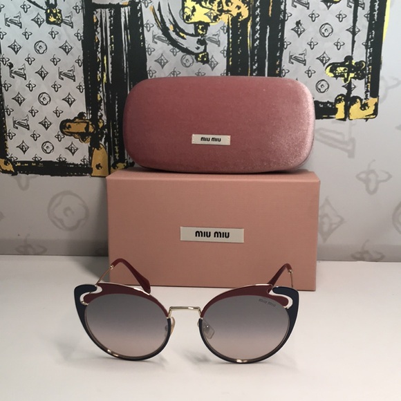 - ?- New Authentic Miu Miu MU 57TS HB5GR0* 3N Metal Women Noir sunglasses main image 6